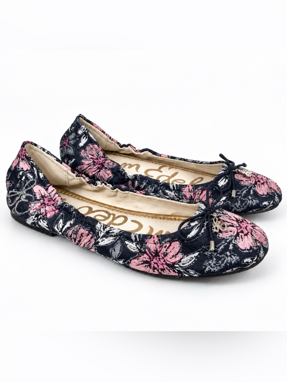 Sam Edelman Floral Ballet Flats Navy Pink Size 12